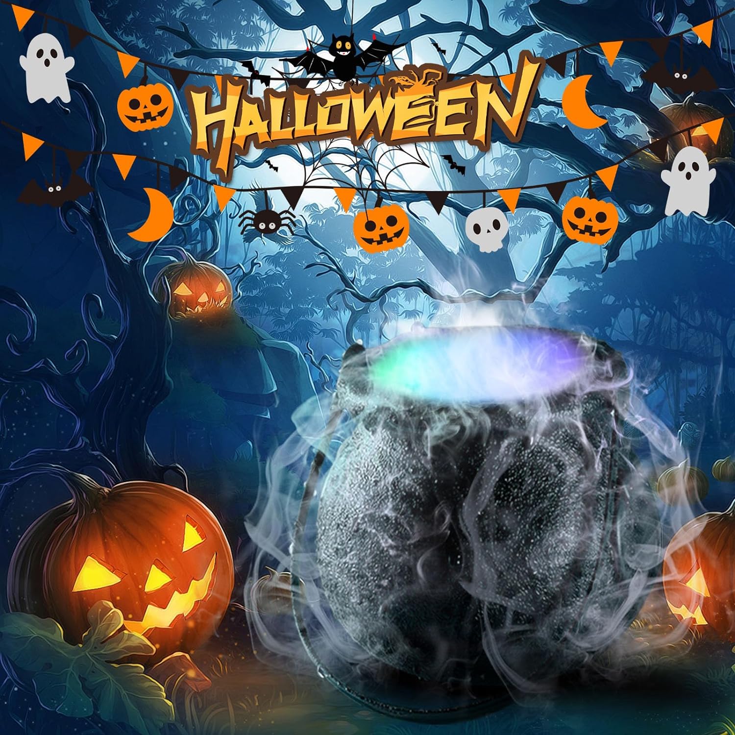 kcavykas Halloween LED Witch Jar Atomizer Lamp, Black, 13.34x4.33in - Decor - Image 3