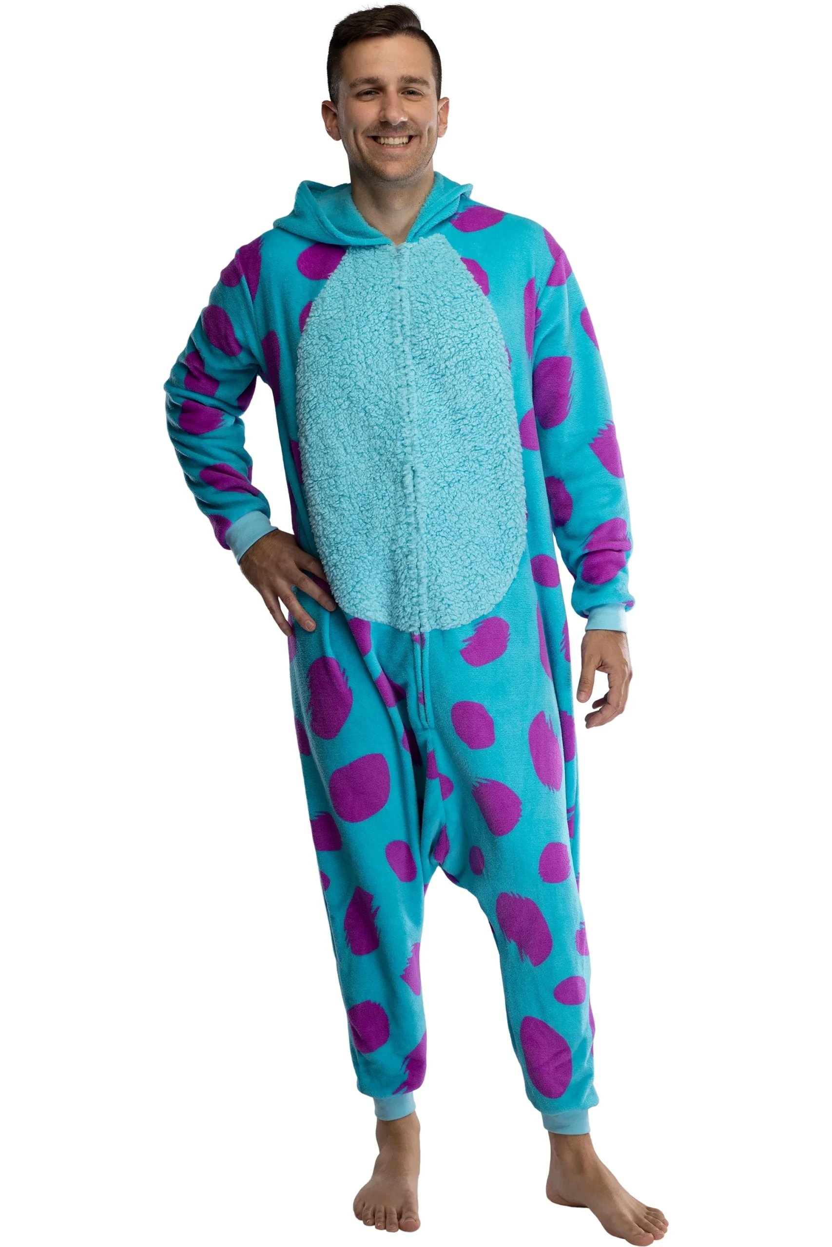 Disney Monsters Inc. Adult Sulley Kigurumi Sherpa Fleece Cosplay Costume One-Piece Union Suit (L/XL) - Image 3