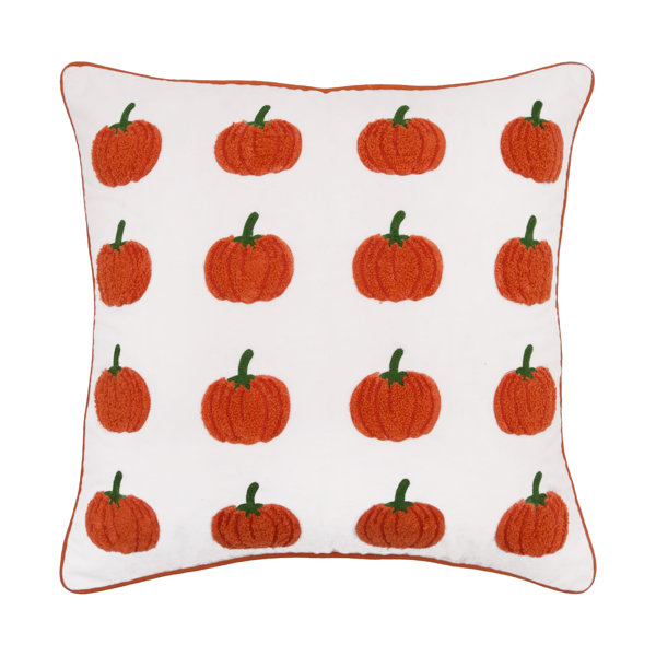 Lux Pumpkin Tufted Piped Halloween Harvest Throw Pillow 18" x 18"