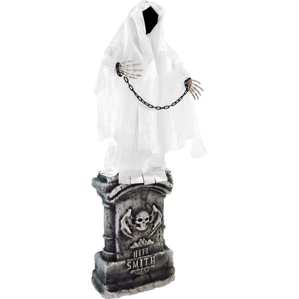 Haunted Hill Farm 4.3-Ft. Touch-Activated Animated Spectre on Tombstone Halloween Accessory