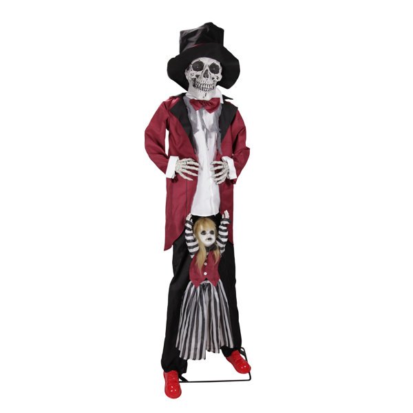 Haunted Hill Farm 7.1 ft Stilted Walker Halloween Animatronic with Swinging Arms and Red LED Eyes