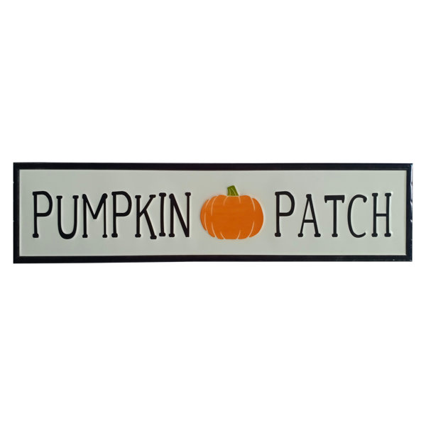 31.5" Black and Orange Pumpkin Patch Metal Autumn Sign