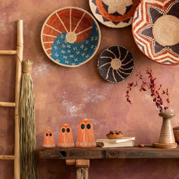 3 Pcs Day Of The Dead Resin Mexican Ghost Figurines Dia De Los Muertos Ghost Statue Terracotta Floral Tiered Tray Decor Table Centerpiece Halloween Home Desk Shelf Mantel Decoration Gifts