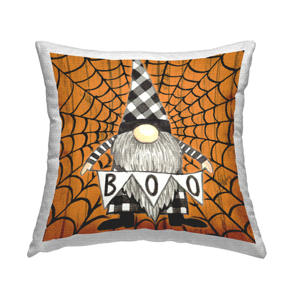 Rustic Halloween Gnome Outdoor Printed Pillow by Elena Vladykina