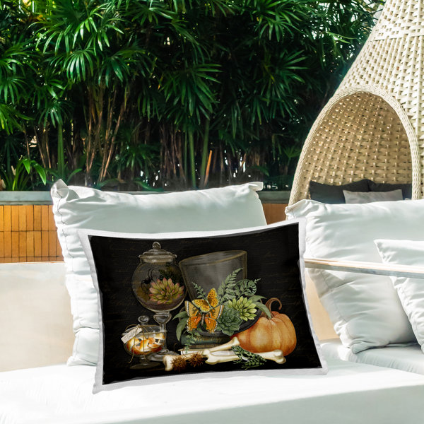 Terrarium Motif Outdoor Printed Pillow design by Nicole Tamarin