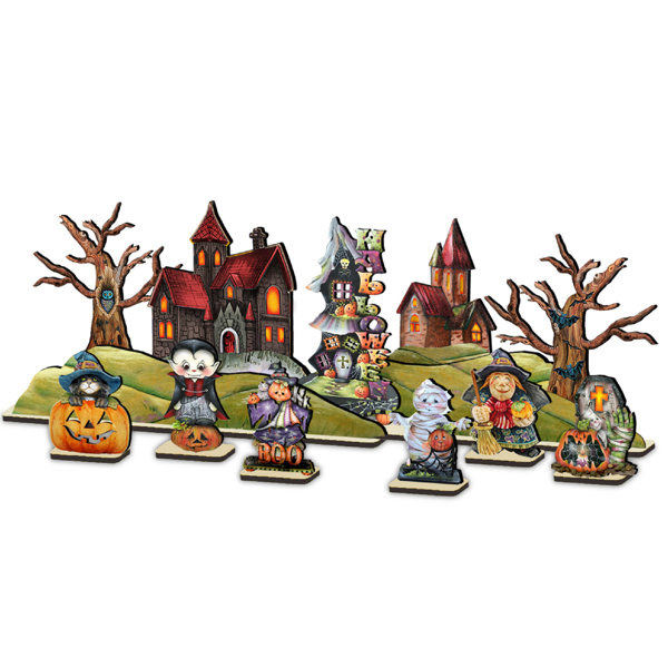 Halloween Jack-O-Lantern and Spider Figurine