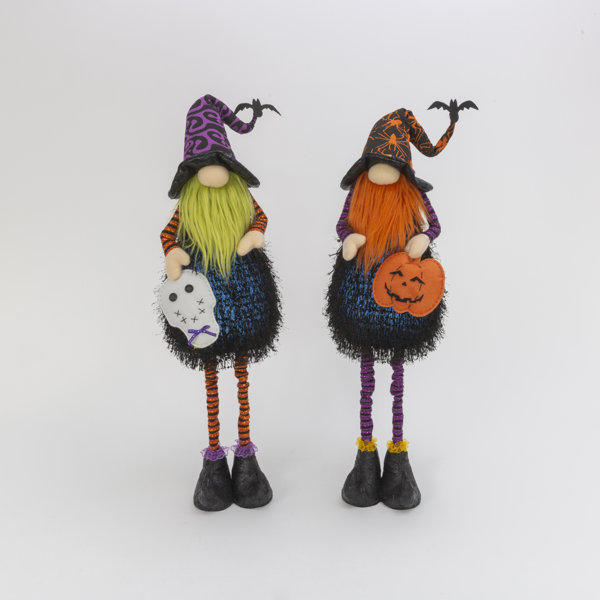 34.6 in Colored LED Whimsical Halloween Gnomes with Flexible Legs Set of 2