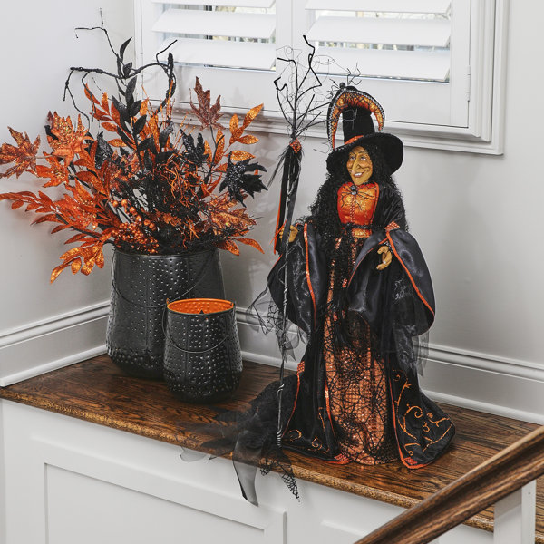 37" Resin With Fabric Haunted Witch