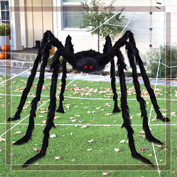 Large Halloween Spider Prop - Oversized Plush Design With Flexible Legs, Weatherproof For Outdoor Indoor Halloween Party Web Decor