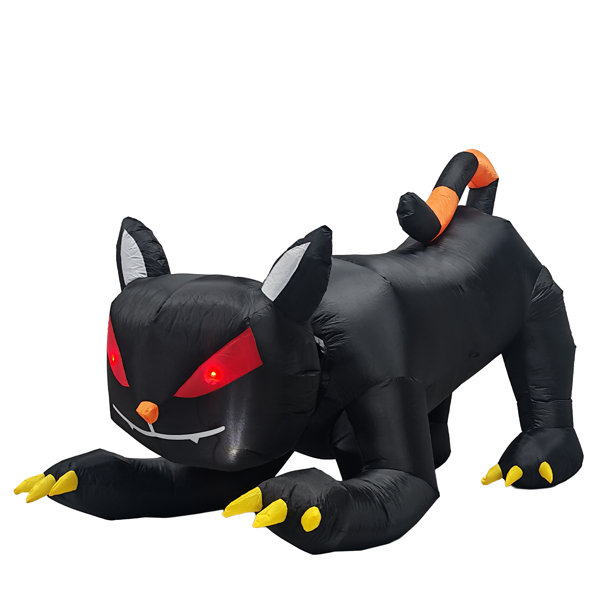 6.5 FT Halloween Inflatable Black Cat with Shakable Head, Built-In White & Red LED Lights, Outdoor Blow Up Yard Decoration for Lawn, Garden, Patio & Indoor Party